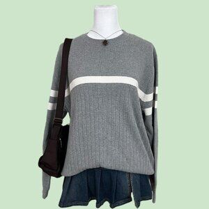 y2k grey striped skater grunge knit sweater